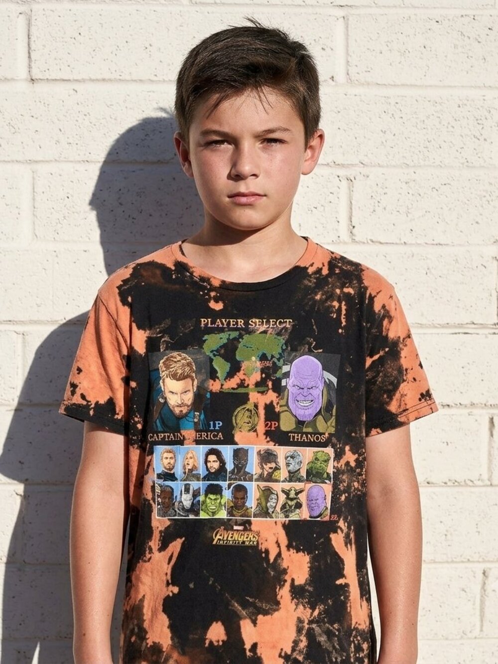The Avengers Tie Dye Shirt Distressed Black Size Medium Youth